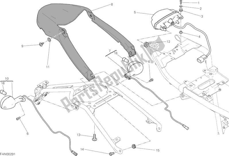 Todas las partes para Luz De La Cola de Ducati Scrambler Sixty2 Thailand USA 400 2016